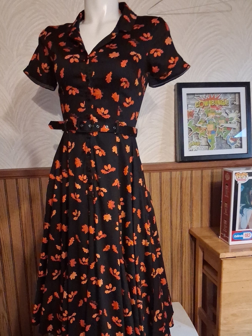 Collectif Black Maxi Dress with Orange Floral Print